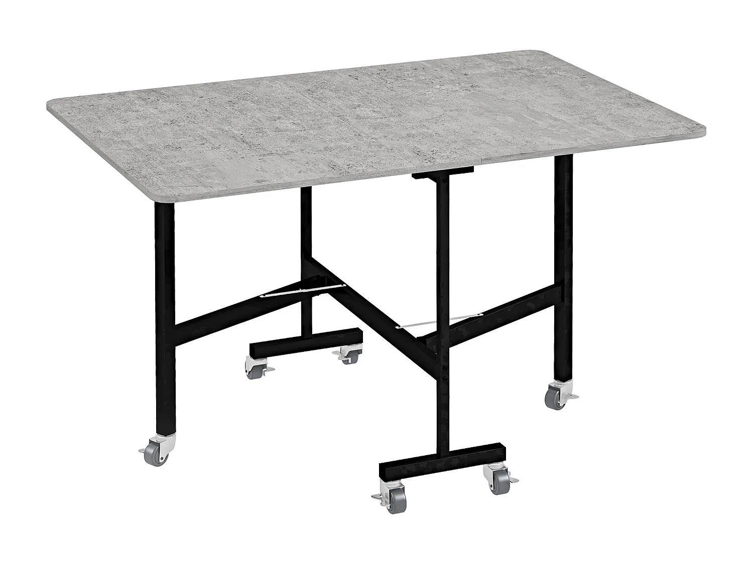 Mesa dobrável de cozinha e jantar, aço, extensível, rodas, branca 52,5-120x80x73 cm