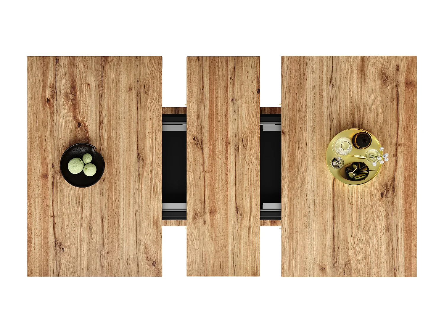 Mesa de comedor extensible de MDF con estantes, mesa de cocina y salón, 110-140×70cm natural/negro