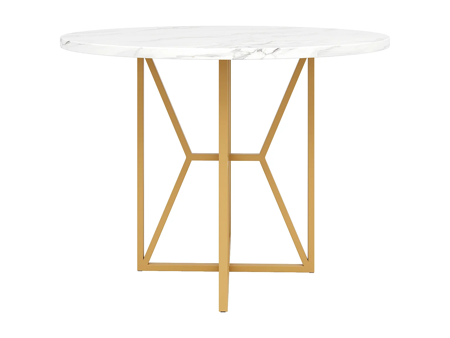 Mesa redonda de mármol MDF 80x80 cm comedor salón 4-6 personas patas doradas