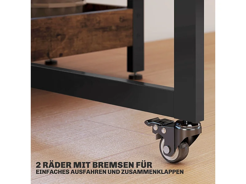 Tavolo pieghevole 2-4 persone MDF melaminico con ripiani cucina salle à manger 133x80x75 cm marrone