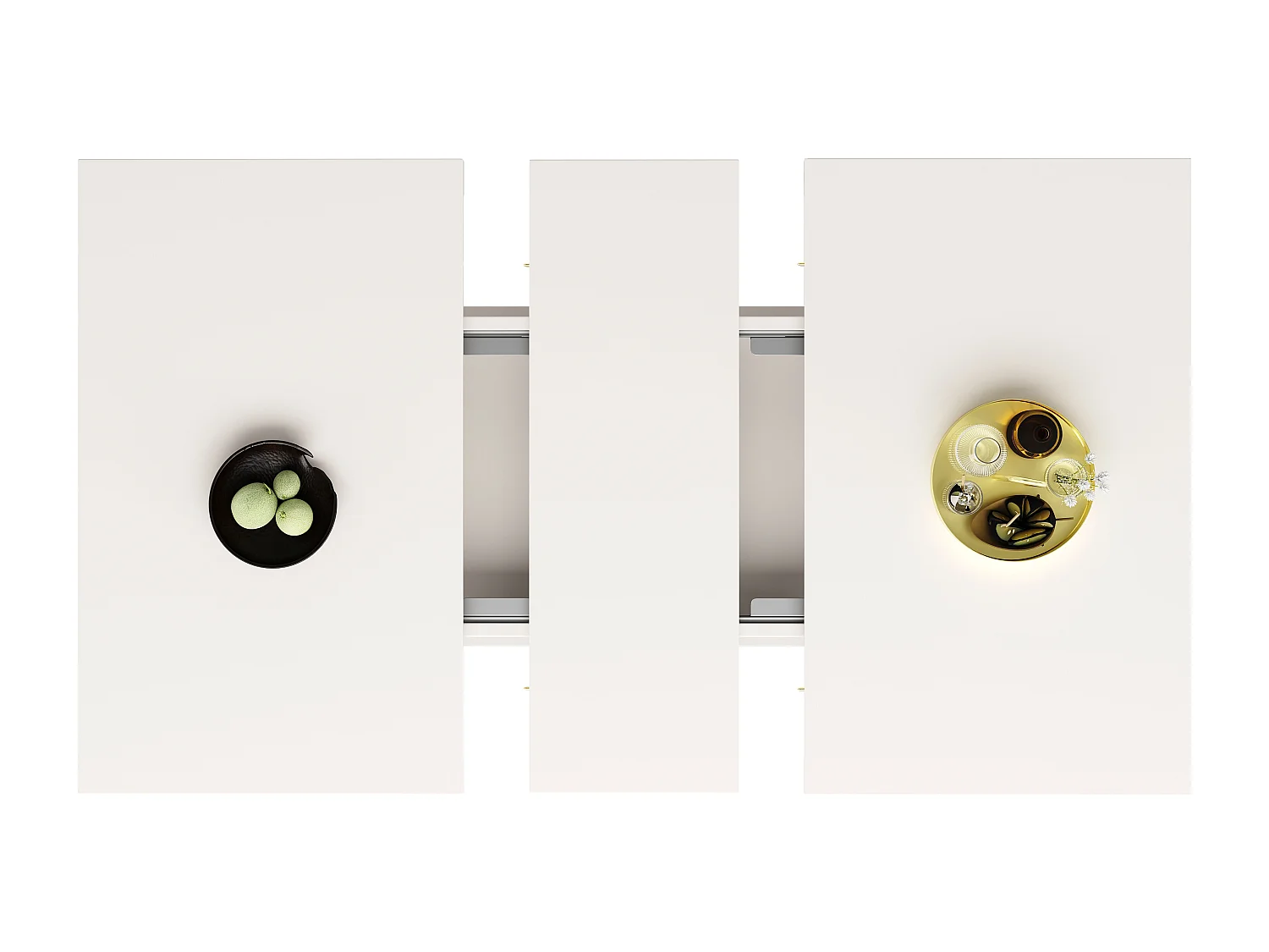 Mesa extensible de MDF con 3 estantes para cocina y salón 110-140×80cm blanca