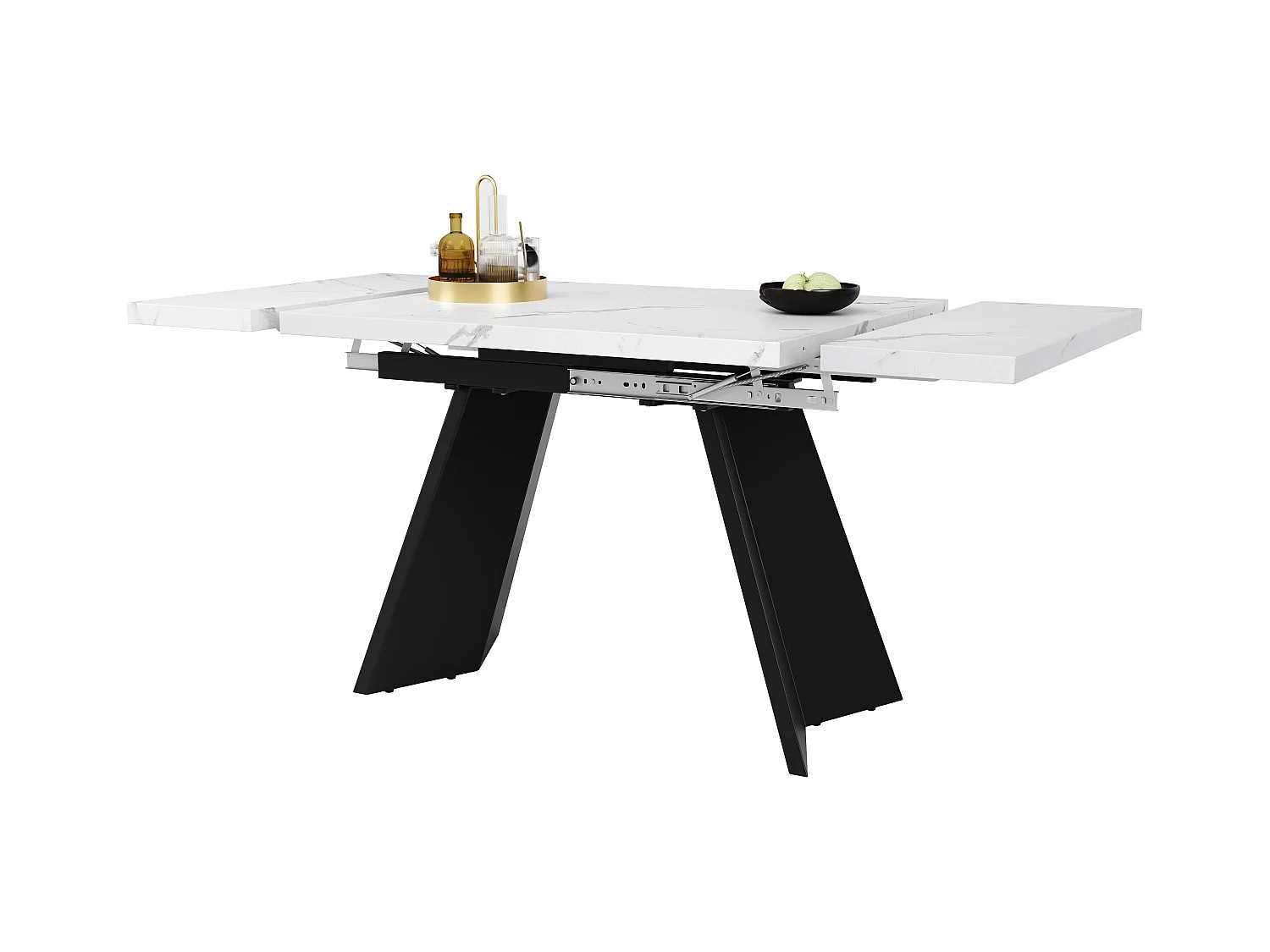 Mesa extensible de MDF 99-159×74×77 cm cocina salón patas metal blanco