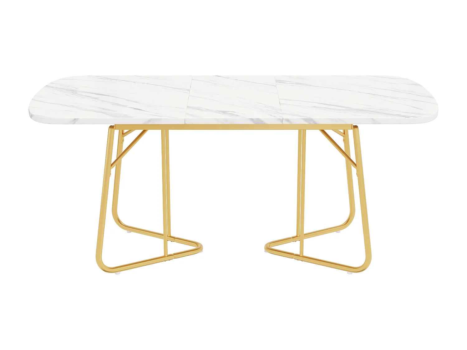 Mesa de comedor extensible MDF efecto mármol metal dorado 4-6 personas 140/180x80cm