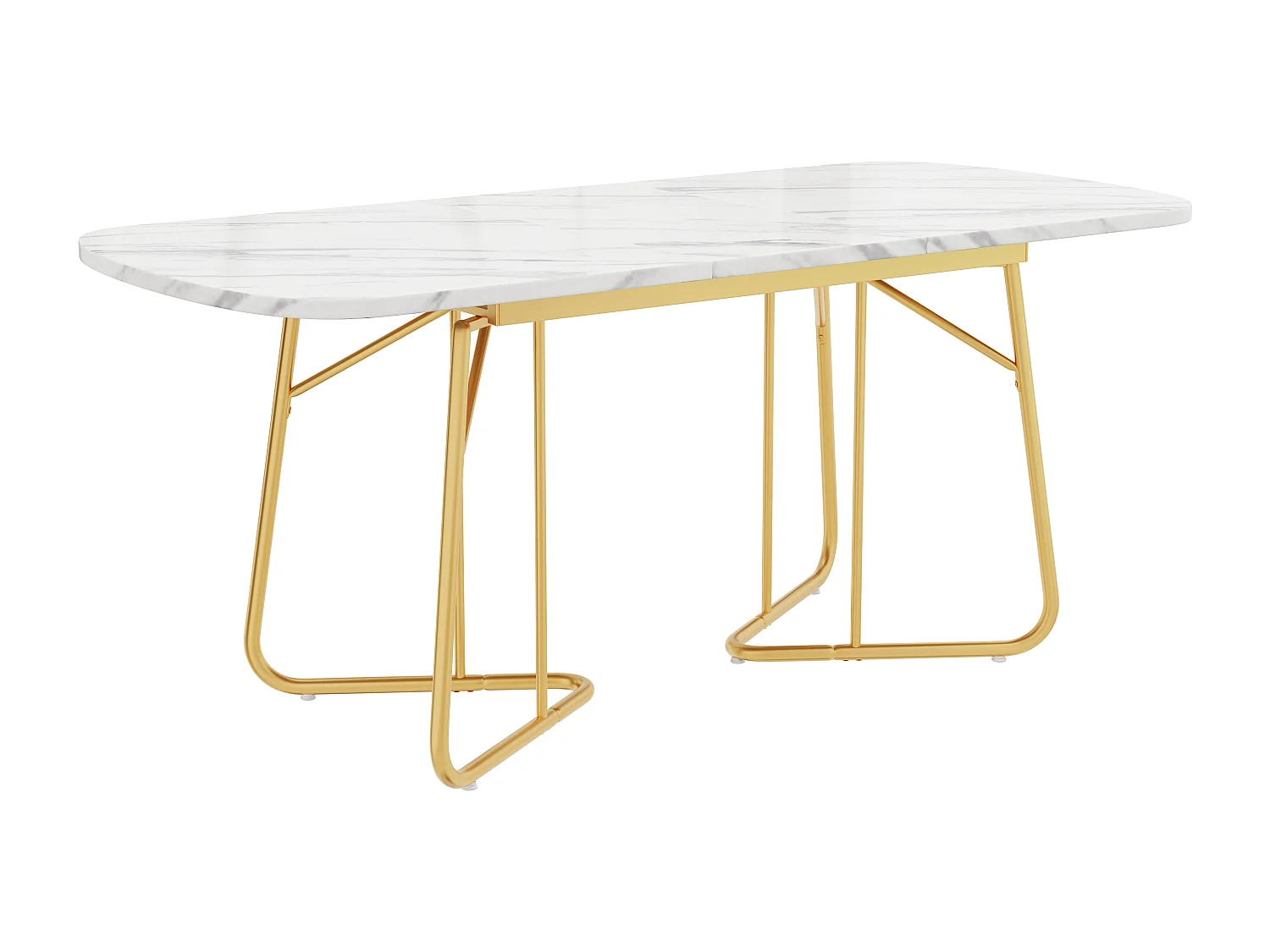 Tavolo da mangiatoia allungabile MDF effetto marmo metallo dorato 4-6 persone 140/180x80cm