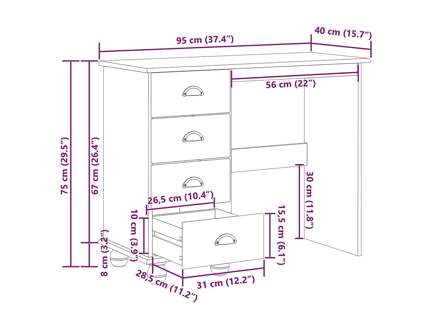 Bureau d'écriture avec tiroir ASKIM Marron 95 x 40 x 75 cm