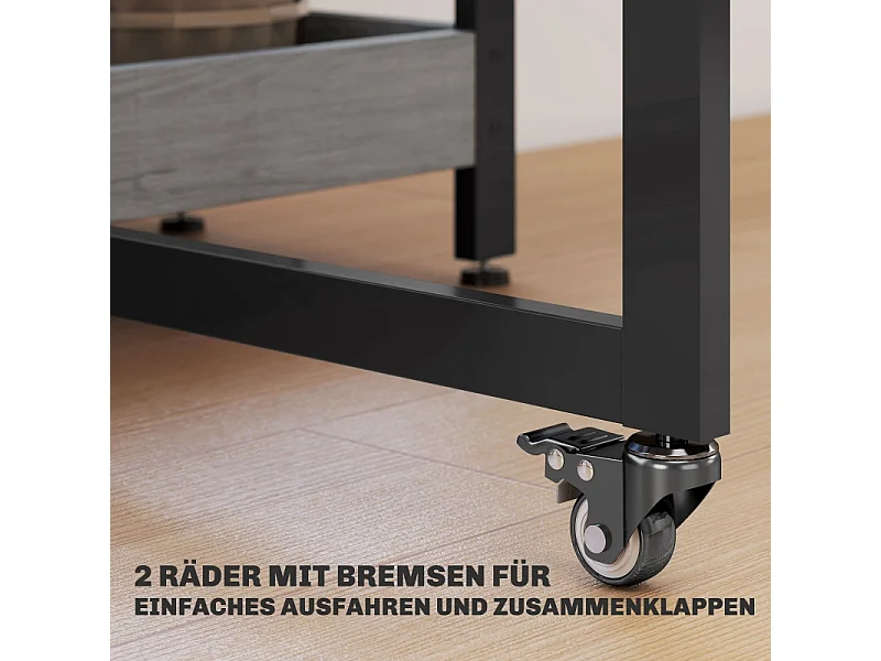 Tavolo da mangiatoia pieghevole in MDF per 2-4 persone con étagères kitchen salle à manger gris 133x80x75 cm