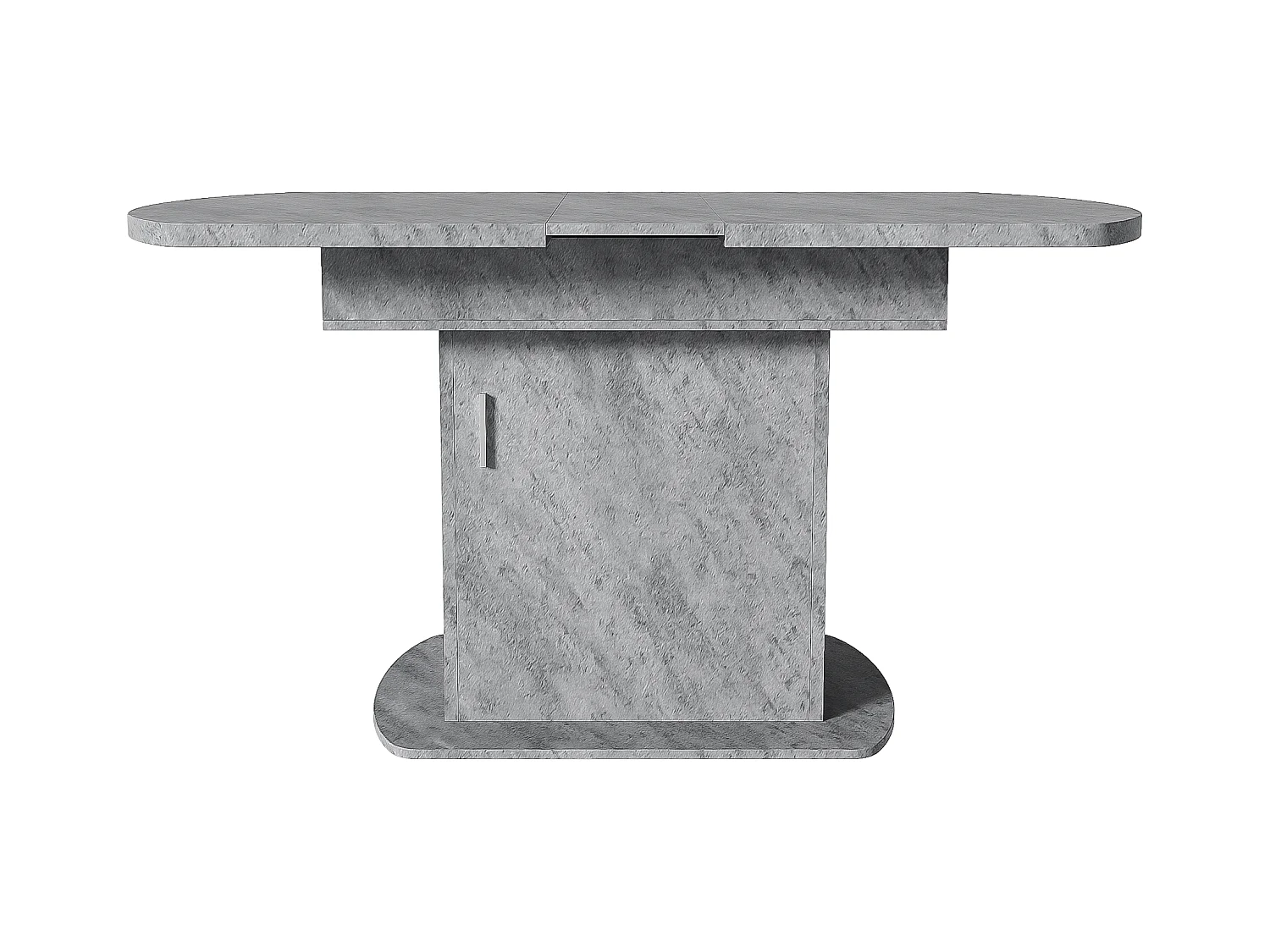 Mesa extensible ovalada de metal MDF L110-130 x W70 x H75 cm, almacenamiento en hormigón plateado