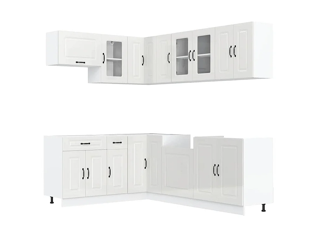 Set Mobili da Cucina 11 pz Kalmar Bianchi Lucido in Truciolato