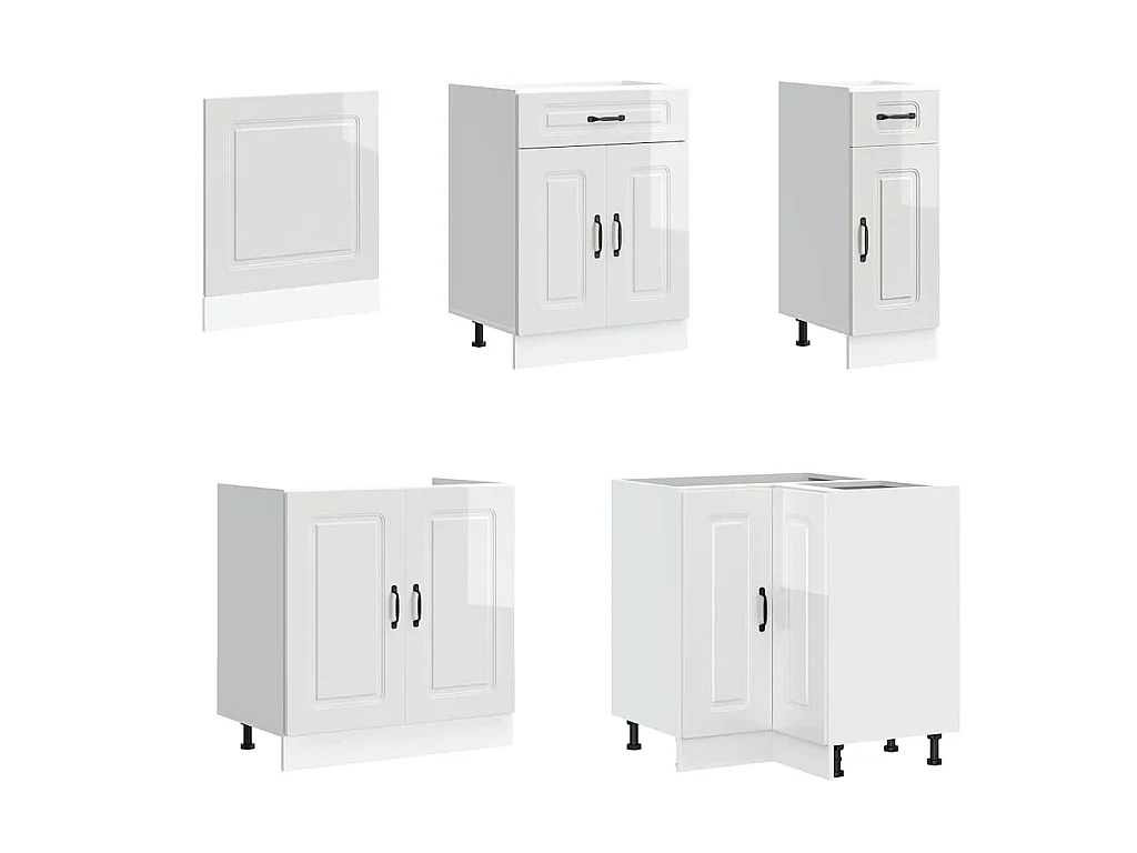 Set Mobili da Cucina 11 pz Kalmar Bianchi Lucido in Truciolato