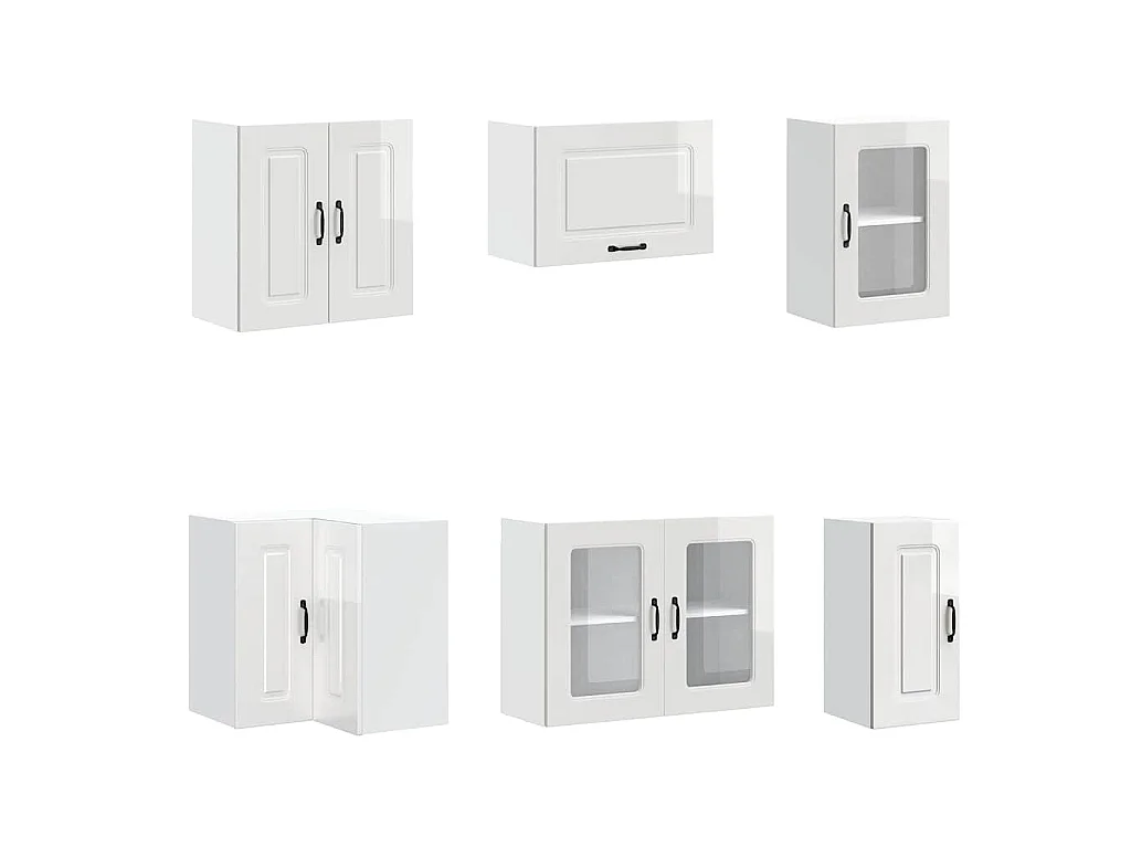 Set Mobili da Cucina 11 pz Kalmar Bianchi Lucido in Truciolato
