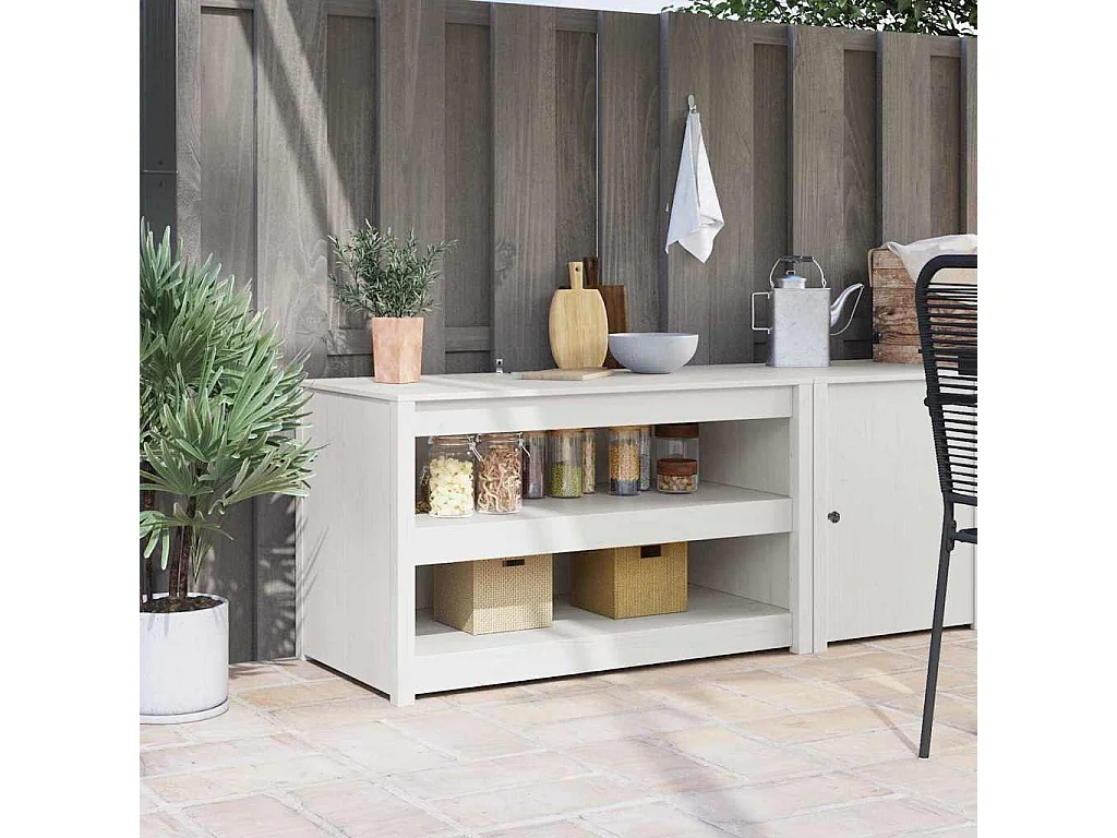 Armoire de cuisine Blanc 106 x 55 x 64 cm Pin massif