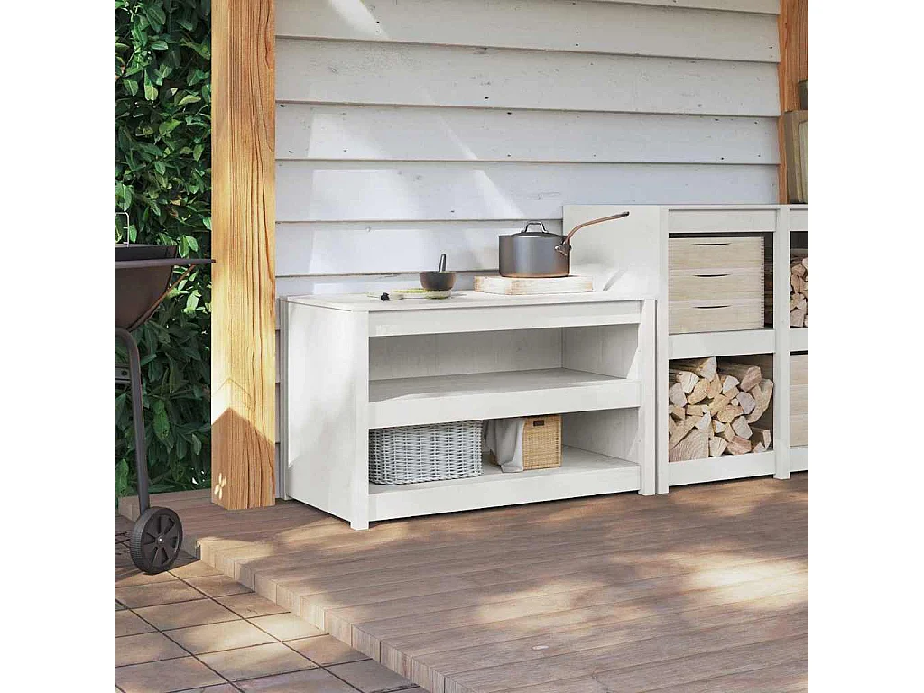 Armoire de cuisine Blanc 106 x 55 x 64 cm Pin massif