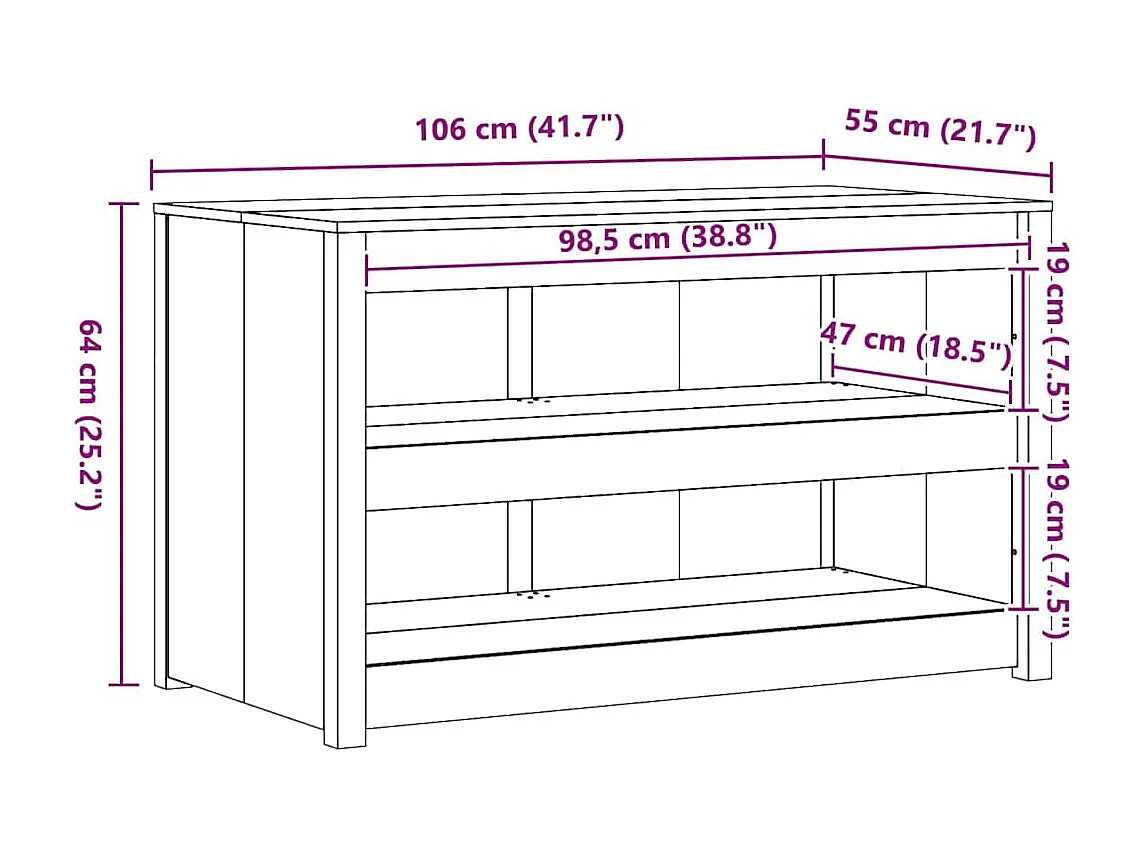 Armoire de cuisine Blanc 106 x 55 x 64 cm Pin massif