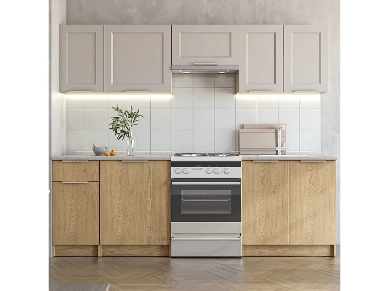 Cuisine couleur chêne et cachemire 240 cm JANET