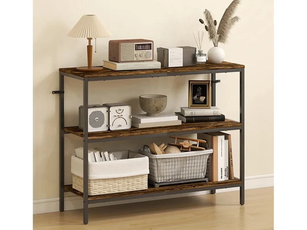 Konsolentisch, Beistelltisch mit 3-stufigem Regal, Sofatisch Spanplatte