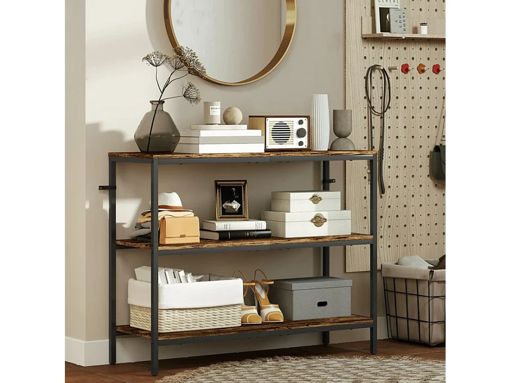 Konsolentisch, Beistelltisch mit 3-stufigem Regal, Sofatisch Spanplatte