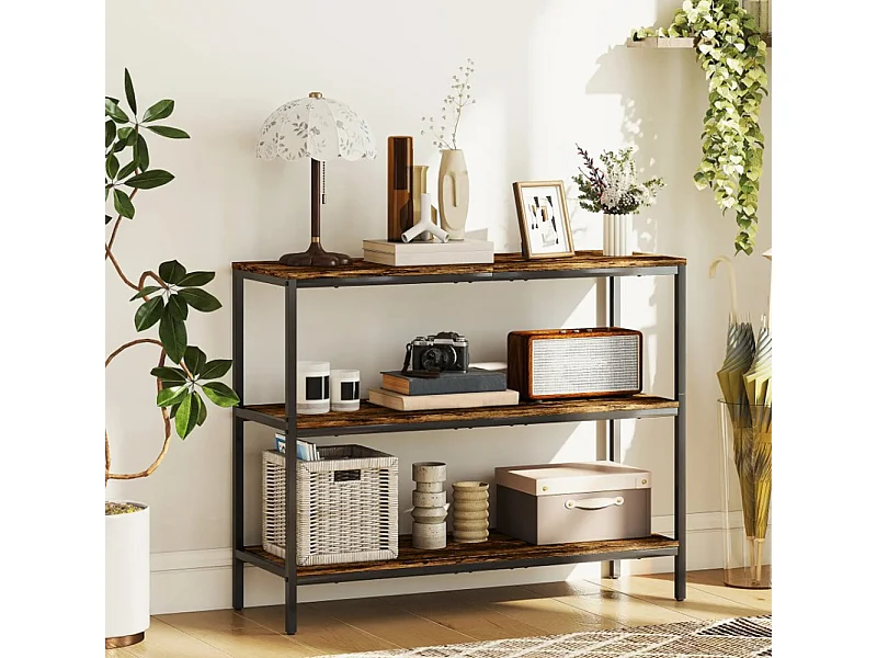 Konsolentisch, Beistelltisch mit 3-stufigem Regal, Sofatisch Spanplatte