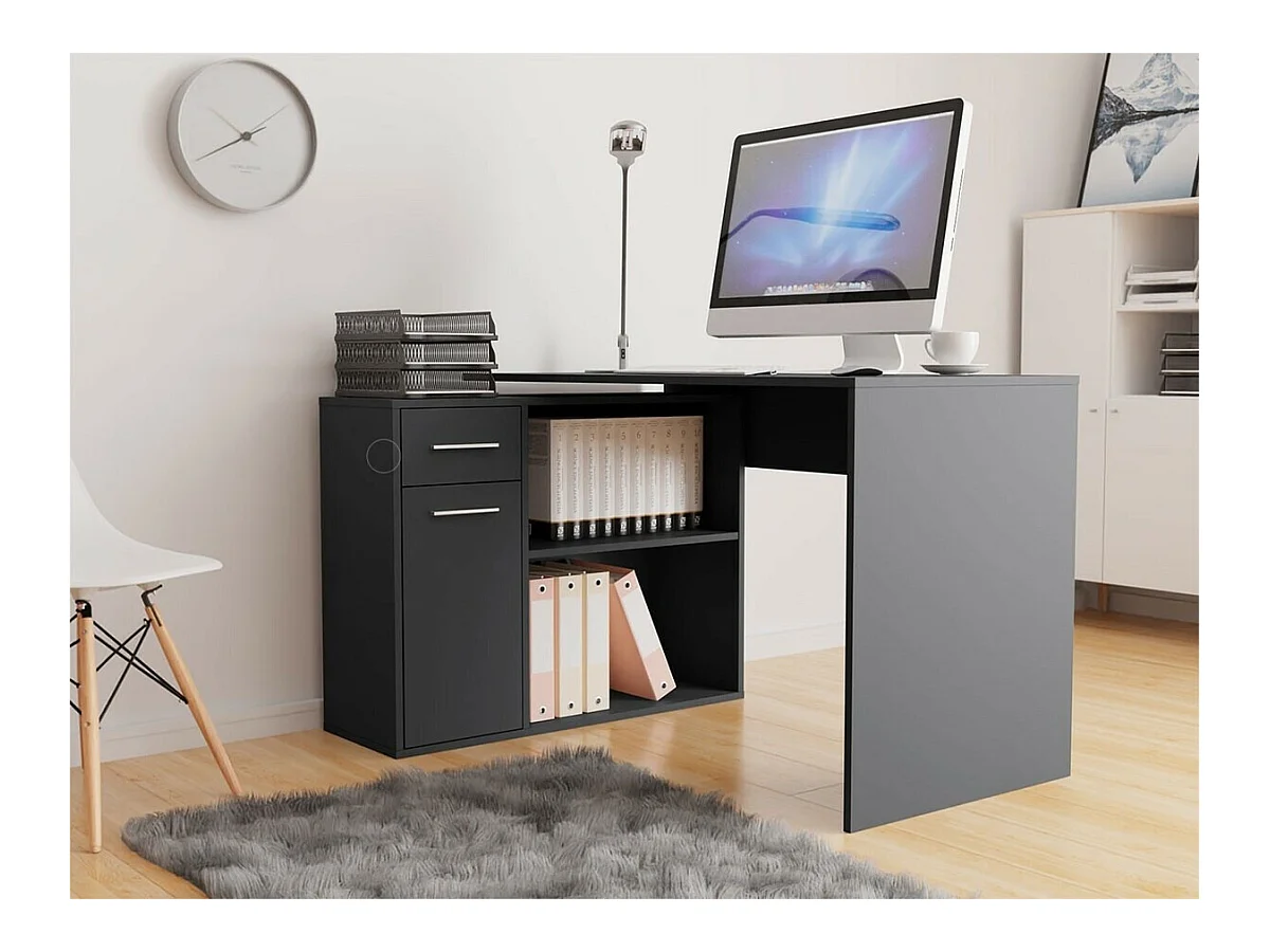 Mesa de ordenador esquinera Bristol 165, Con puertas|Con cajones|Rectangular, 74x120x92cm