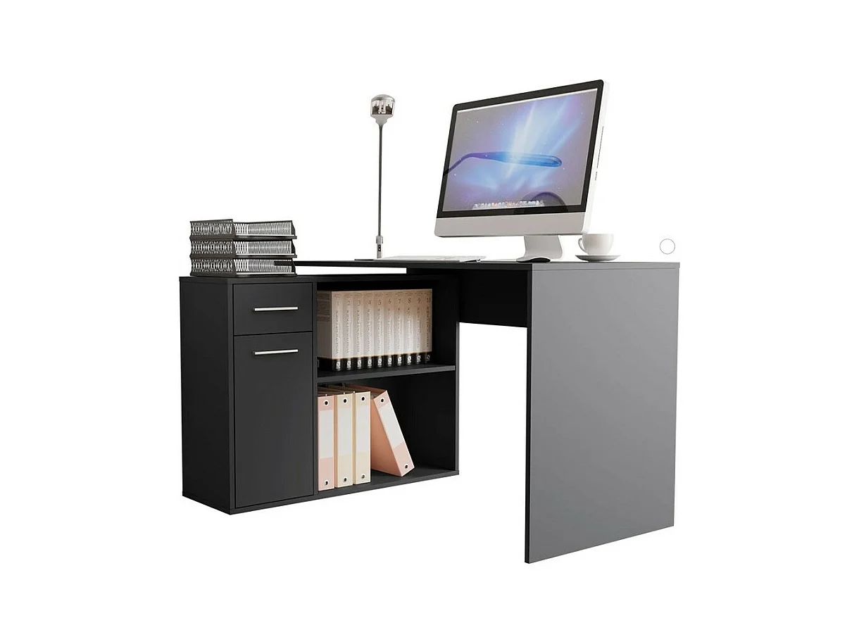 Mesa de ordenador esquinera Bristol 165, Con puertas|Con cajones|Rectangular, 74x120x92cm