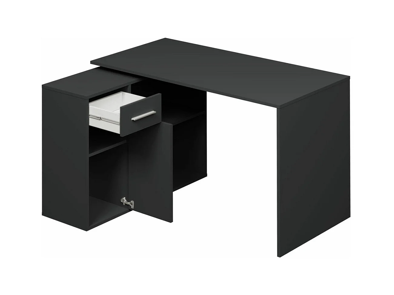 Mesa de ordenador esquinera Bristol 165, Con puertas|Con cajones|Rectangular, 74x120x92cm