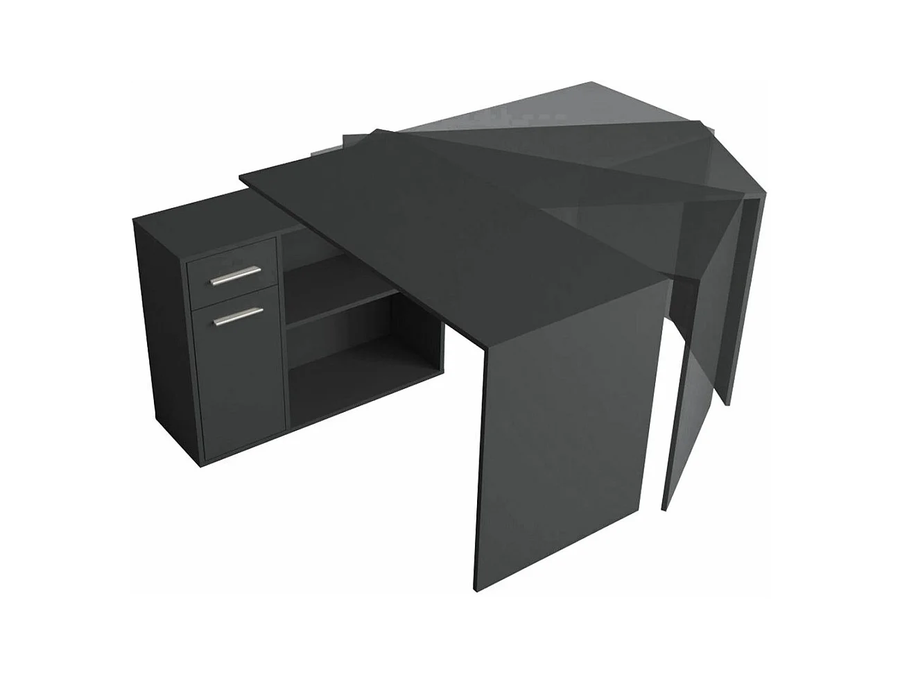 Mesa de ordenador esquinera Bristol 165, Con puertas|Con cajones|Rectangular, 74x120x92cm