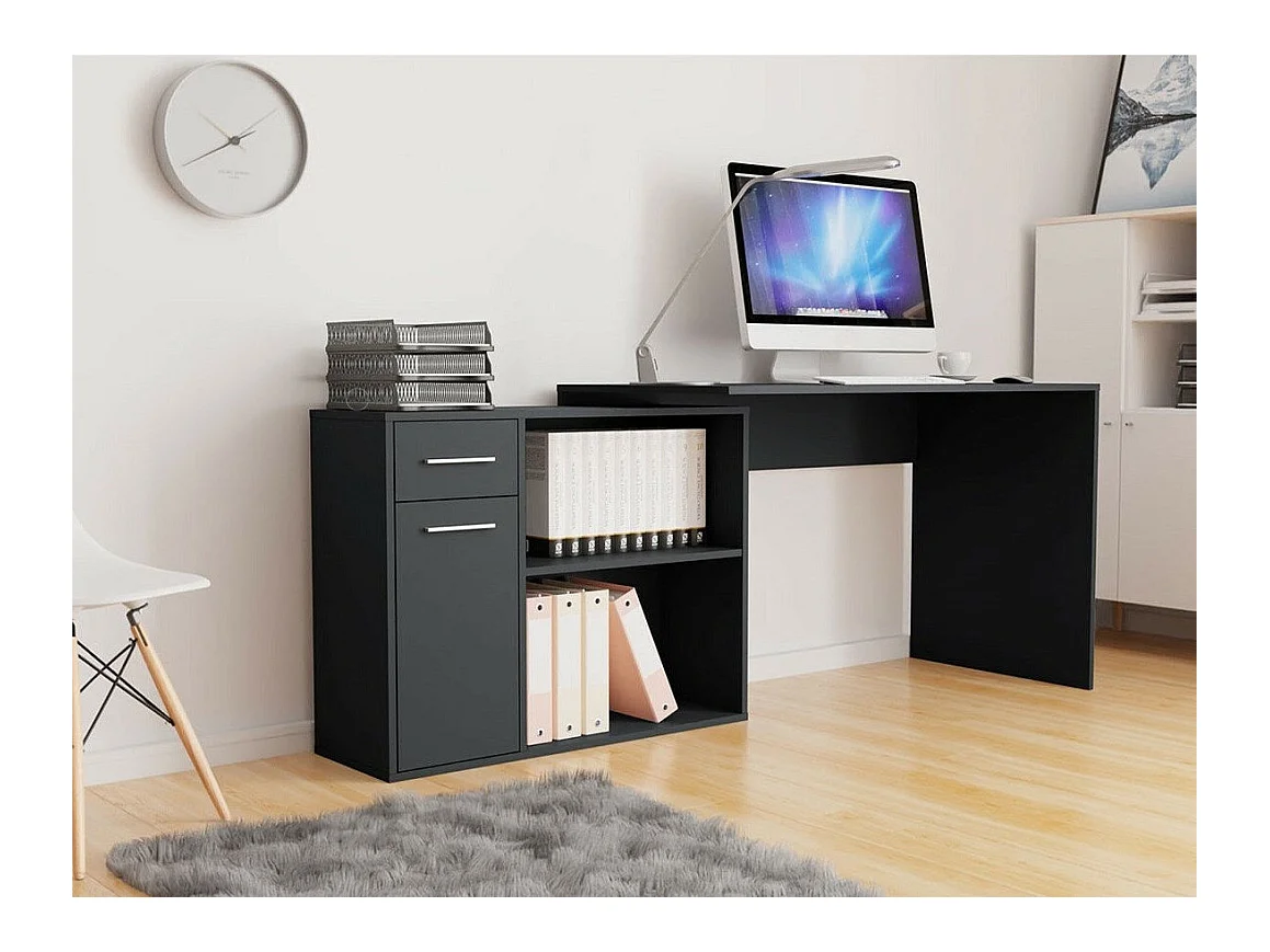 Mesa de ordenador esquinera Bristol 165, Con puertas|Con cajones|Rectangular, 74x120x92cm