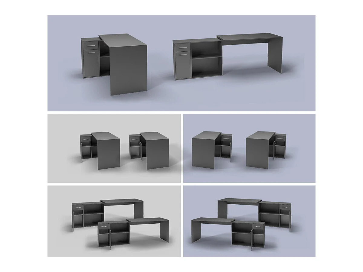 Mesa de ordenador esquinera Bristol 165, Con puertas|Con cajones|Rectangular, 74x120x92cm