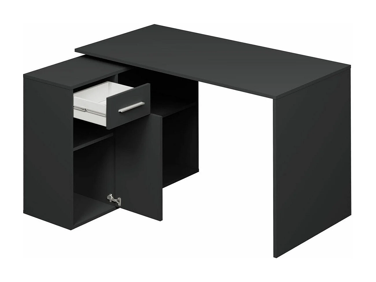 Mesa de ordenador esquinera Bristol 165, Con puertas|Con cajones|Rectangular, 74x120x92cm