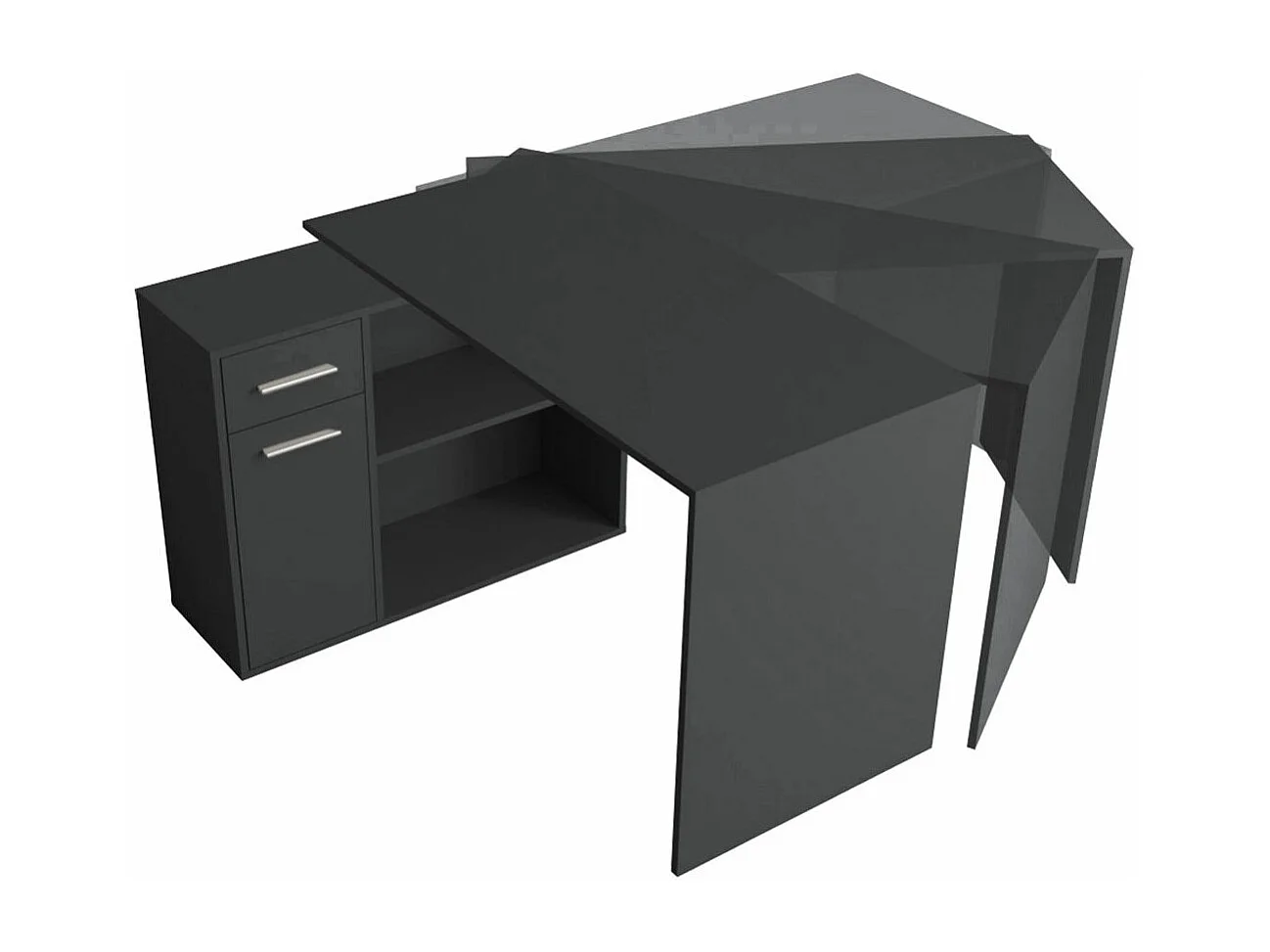 Mesa de ordenador esquinera Bristol 165, Con puertas|Con cajones|Rectangular, 74x120x92cm