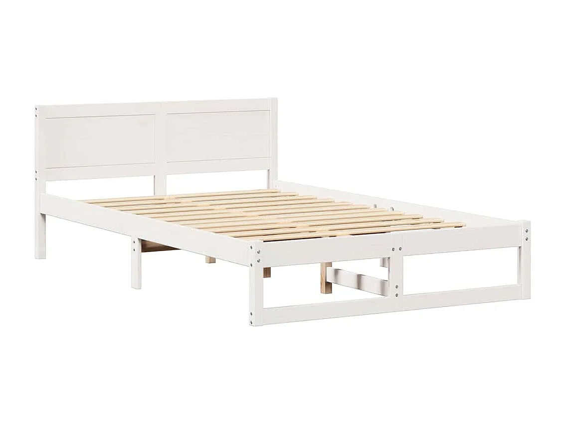 Cadre de lit avec tête de lit Blanc 140 x 190 cm Pin massif