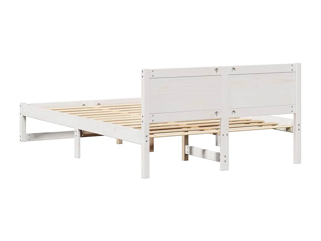 Cadre de lit avec tête de lit Blanc 140 x 190 cm Pin massif