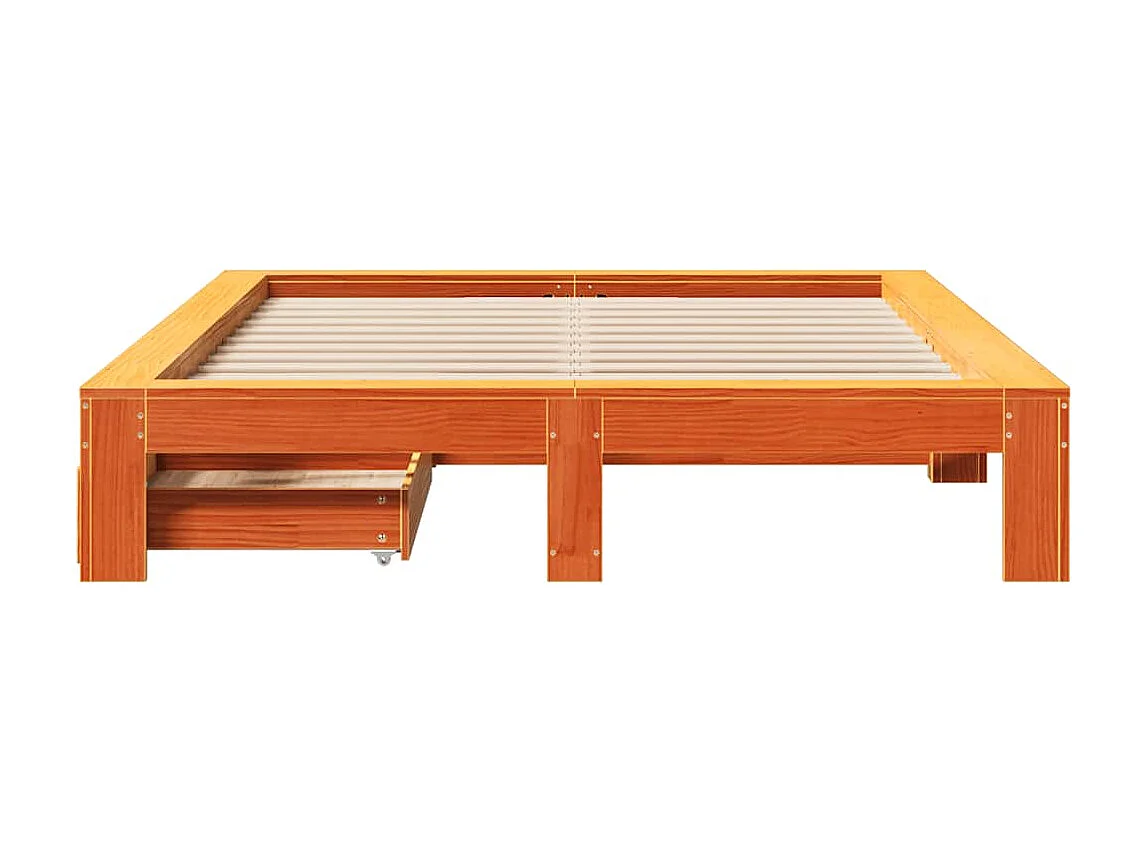 Bedframe zonder matras massief grenenhout wasbruin 160x200 cm