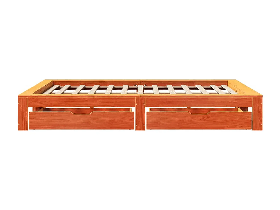 Bedframe zonder matras massief grenenhout wasbruin 160x200 cm