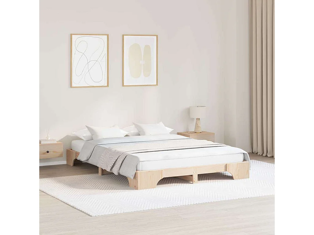 Cadre de lit Naturel 150 x 200 cm Pin massif