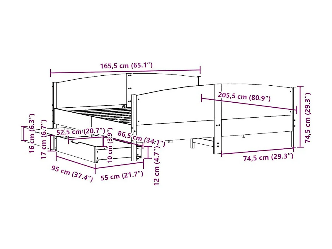 Massivholzbett ohne Matratze Wachsbraun 160x200 Kiefernholz