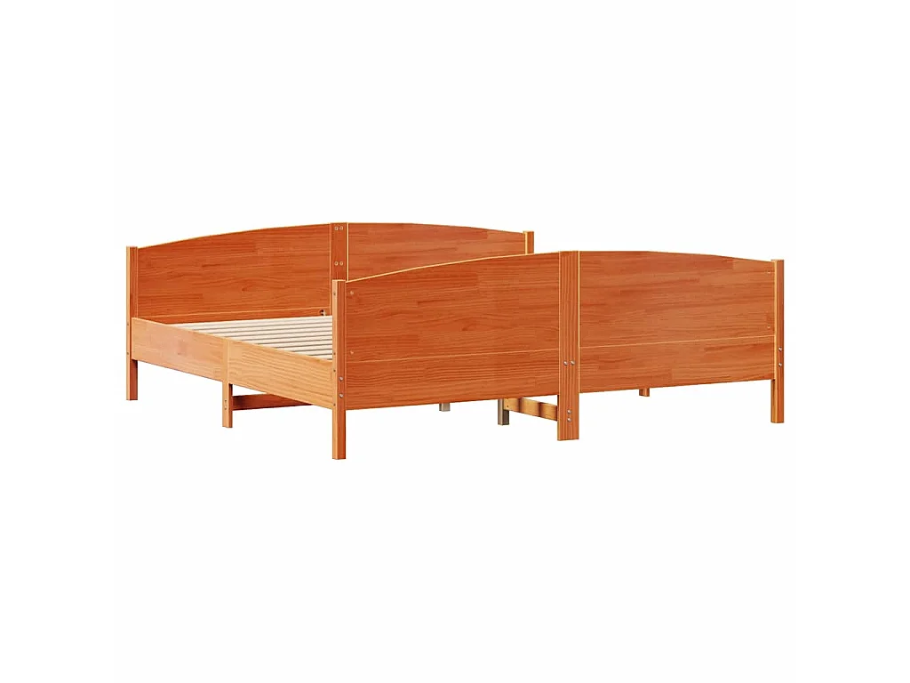 Cadre de lit sans matelas cire marron 160x200cm bois pin massif