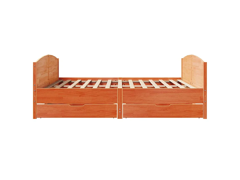Cadre de lit sans matelas cire marron 160x200cm bois pin massif
