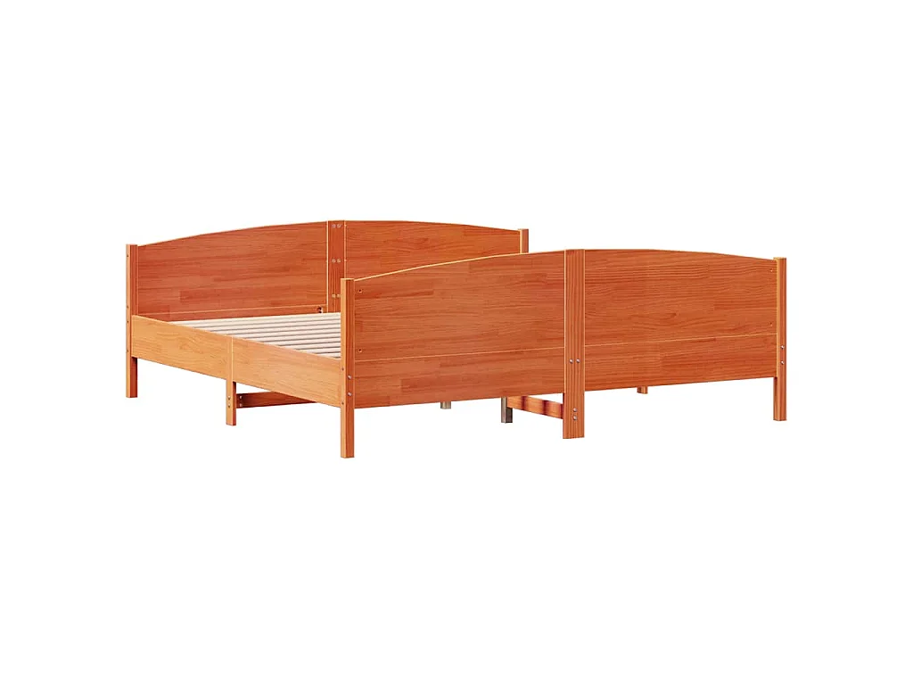 Cadre de lit sans matelas cire marron 160x200cm bois pin massif