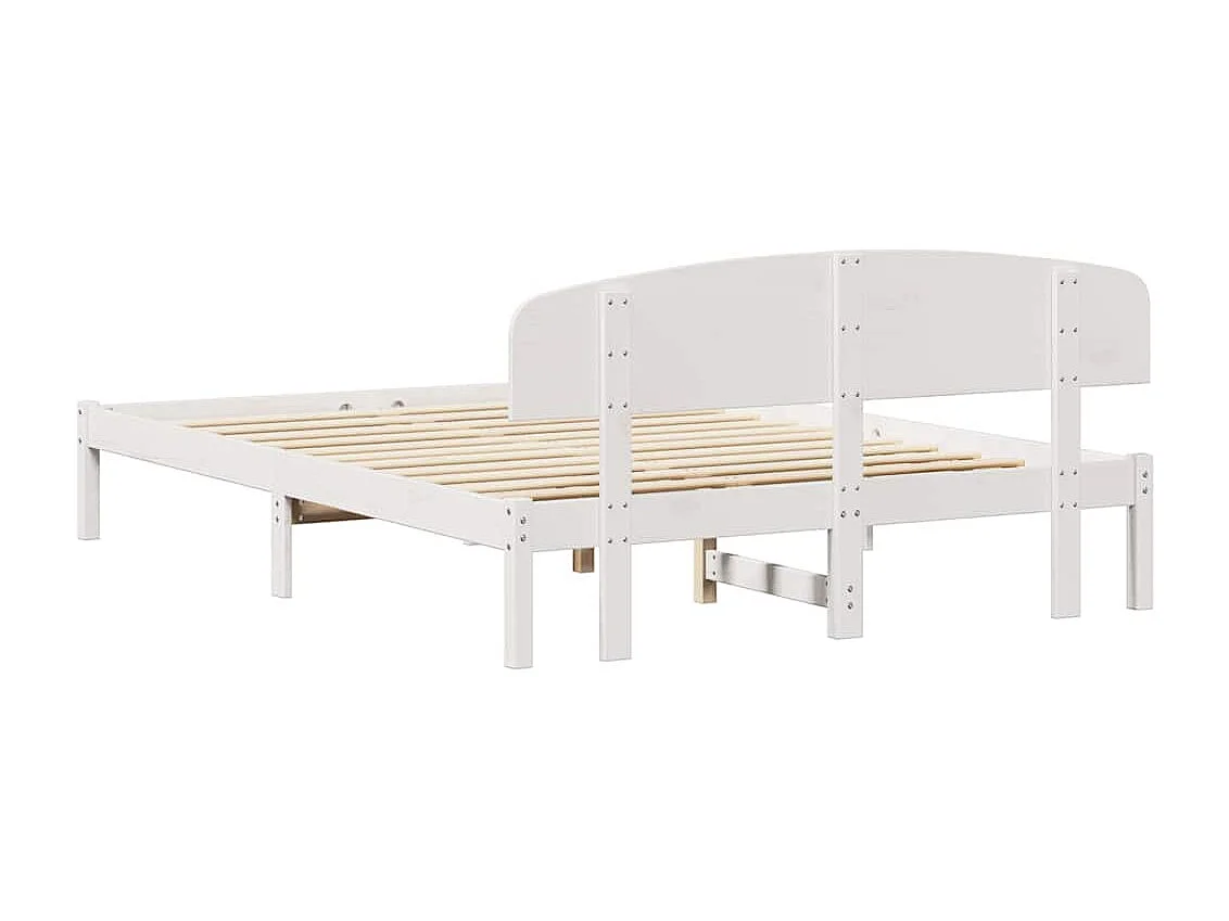 Cadre de lit avec tête de lit Blanc 140 x 200 cm Pin massif