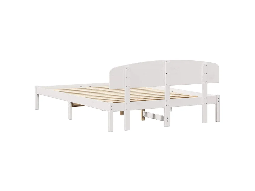 Bedframe met hoofdeinde Wit 140 x 200 cm Massief grenenhout