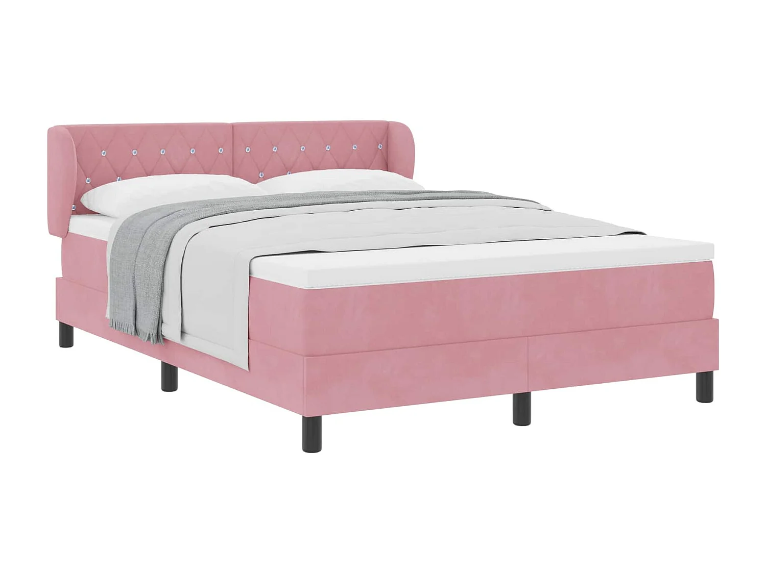 Lit à ressorts avec matelas gris foncé 80x200 cm en velours