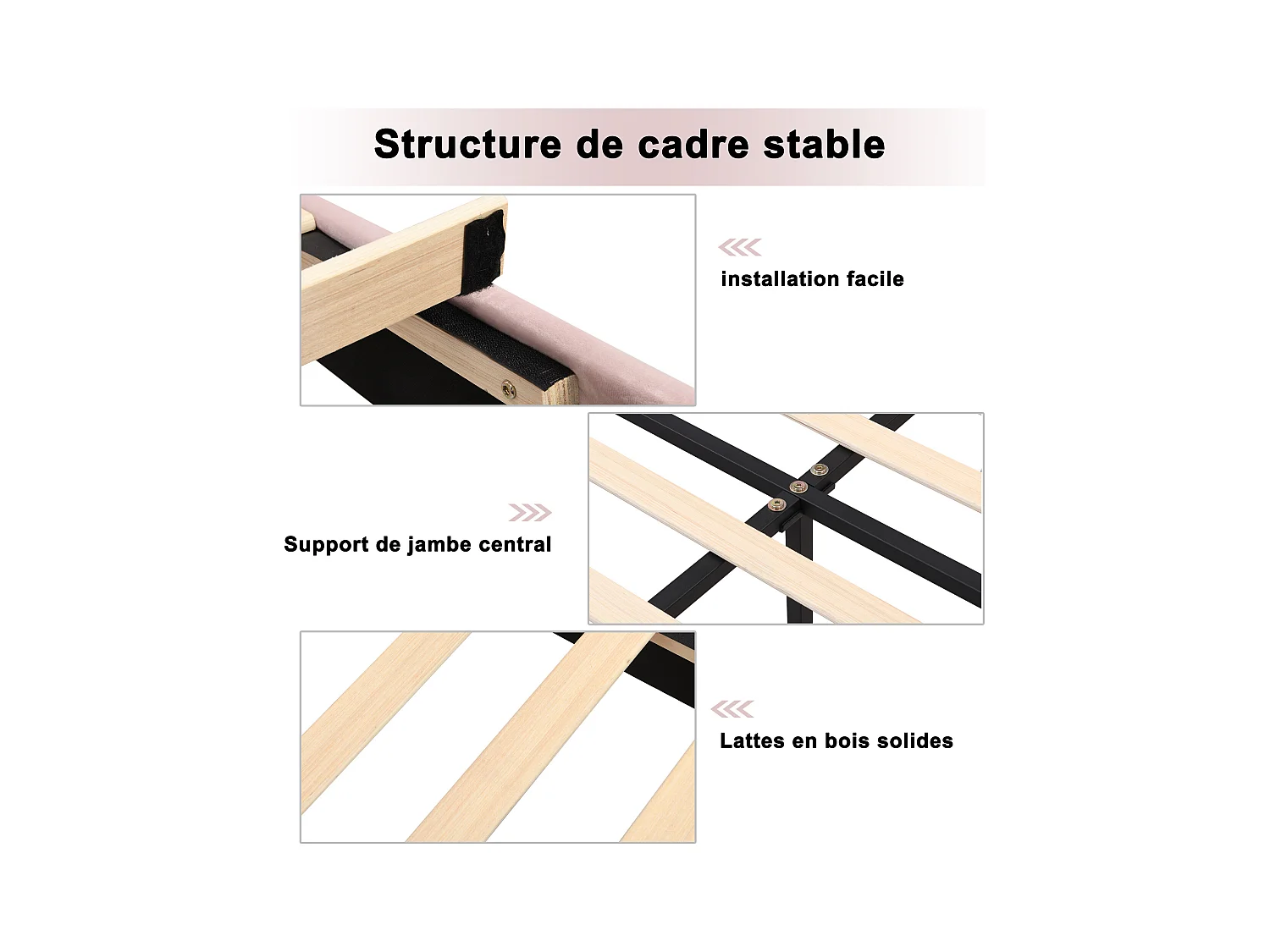 Lit velours 140x190 cm tête coquillage rose con sommier et rangement pratique