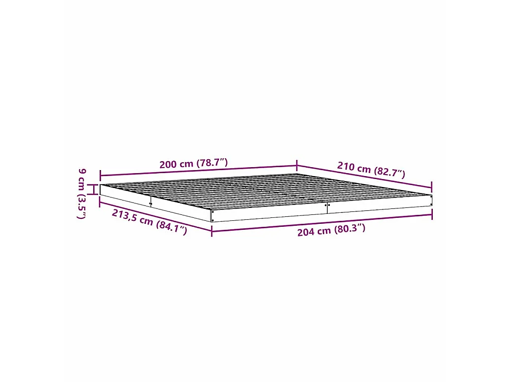 Estrado de cama Natural 213,5 x 204 x 9 cm