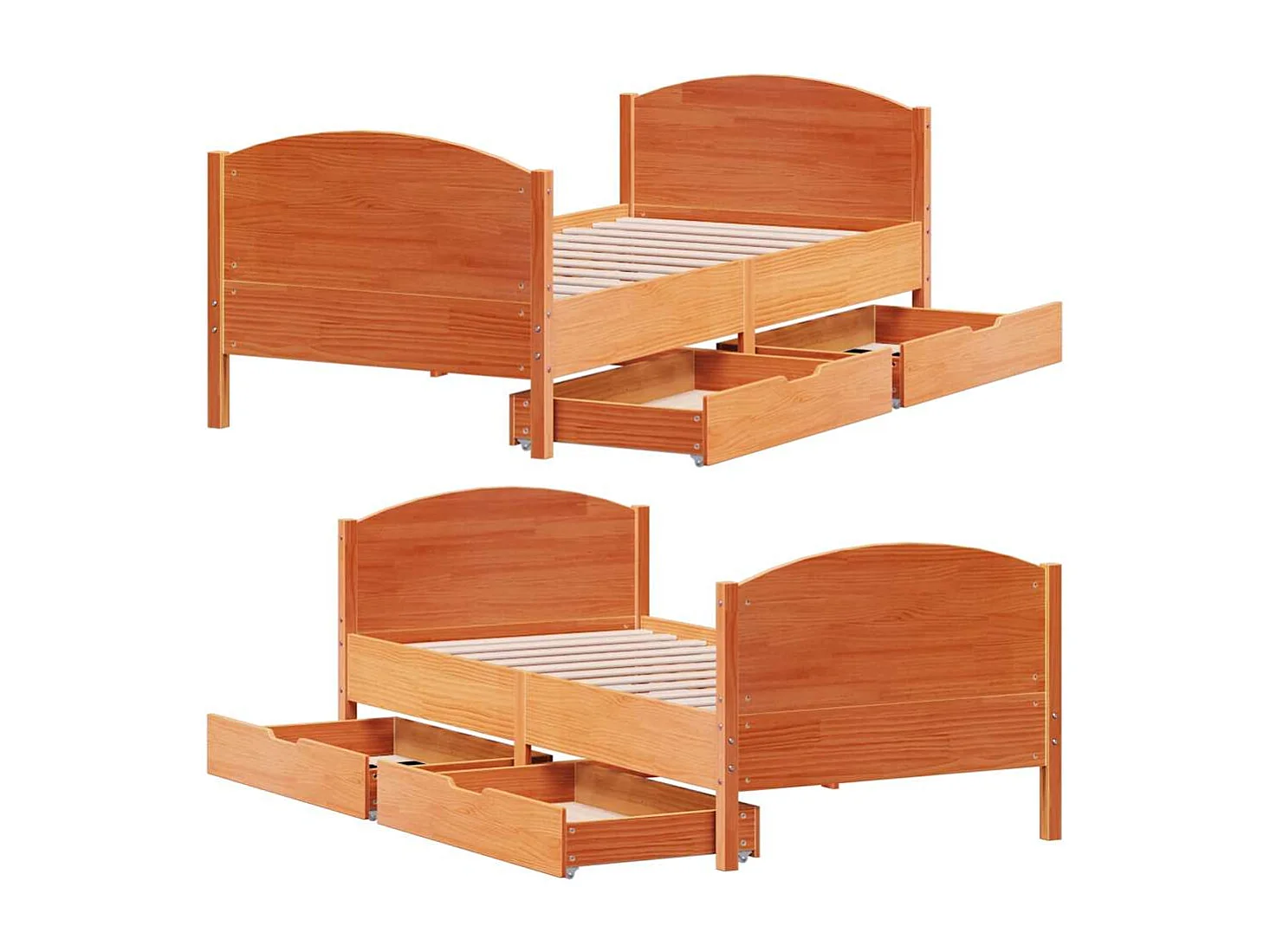 Cadre de lit sans matelas cire marron 100x200cm bois pin massif