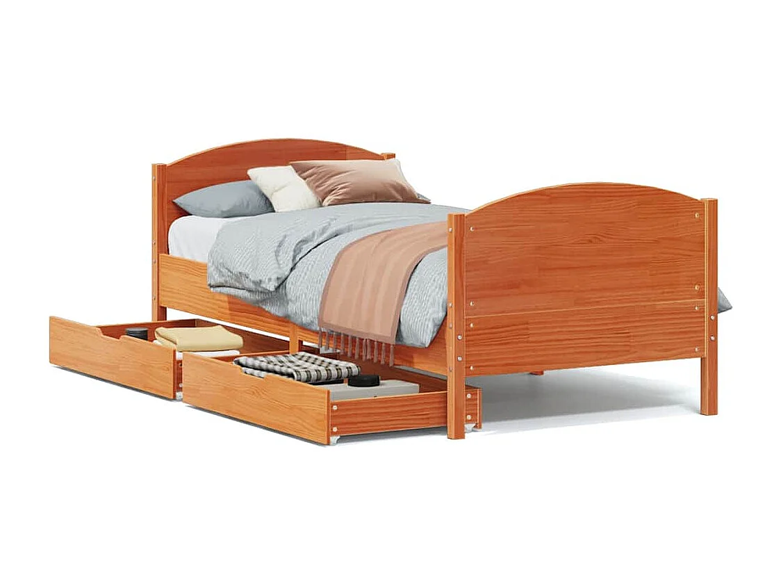Bedframe zonder matras massief grenenhout wasbruin 100x200 cm