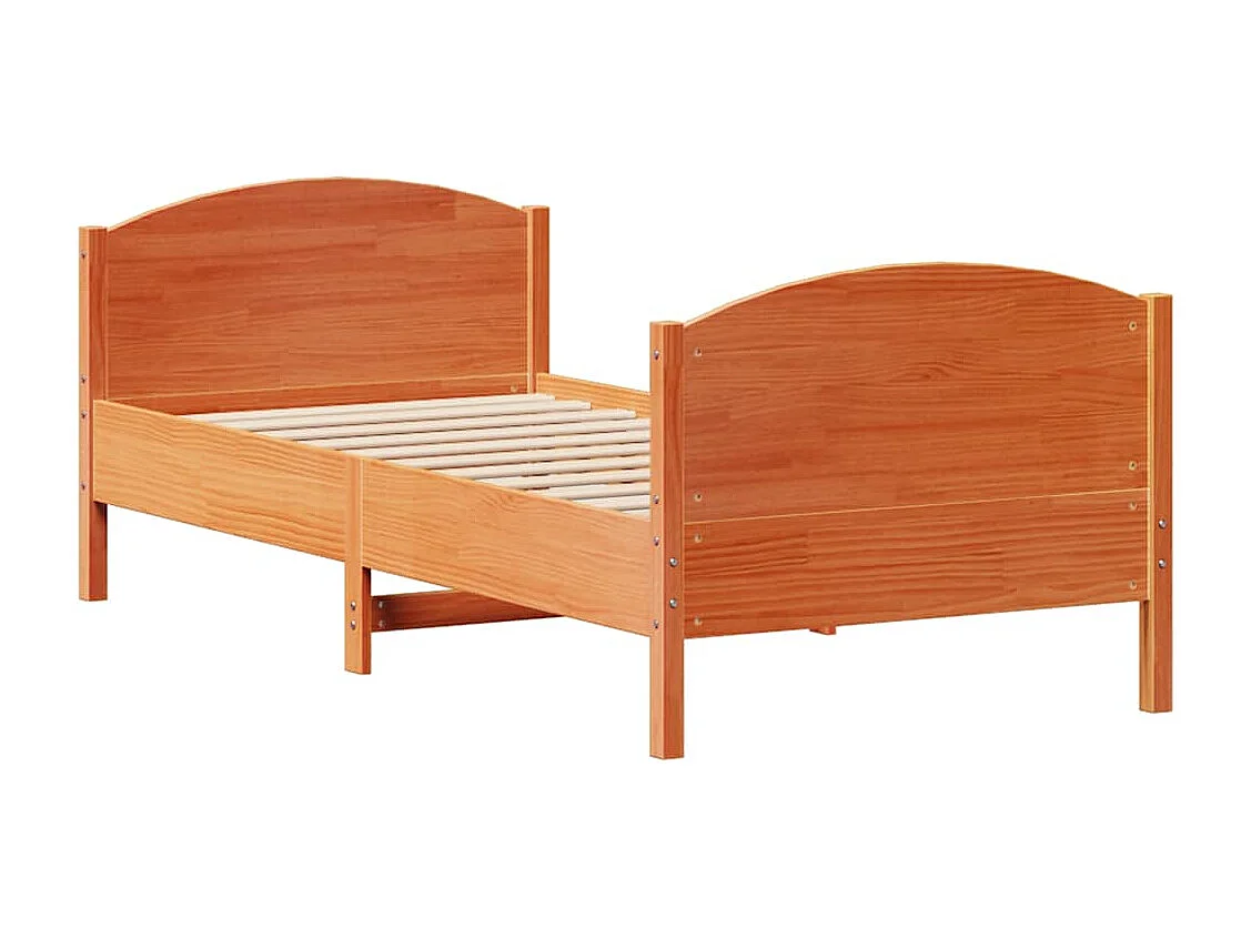 Bedframe zonder matras massief grenenhout wasbruin 100x200 cm