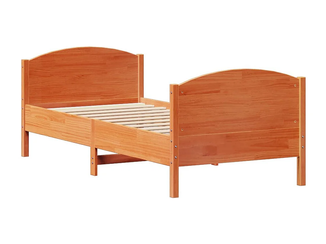 Bedframe zonder matras massief grenenhout wasbruin 100x200 cm