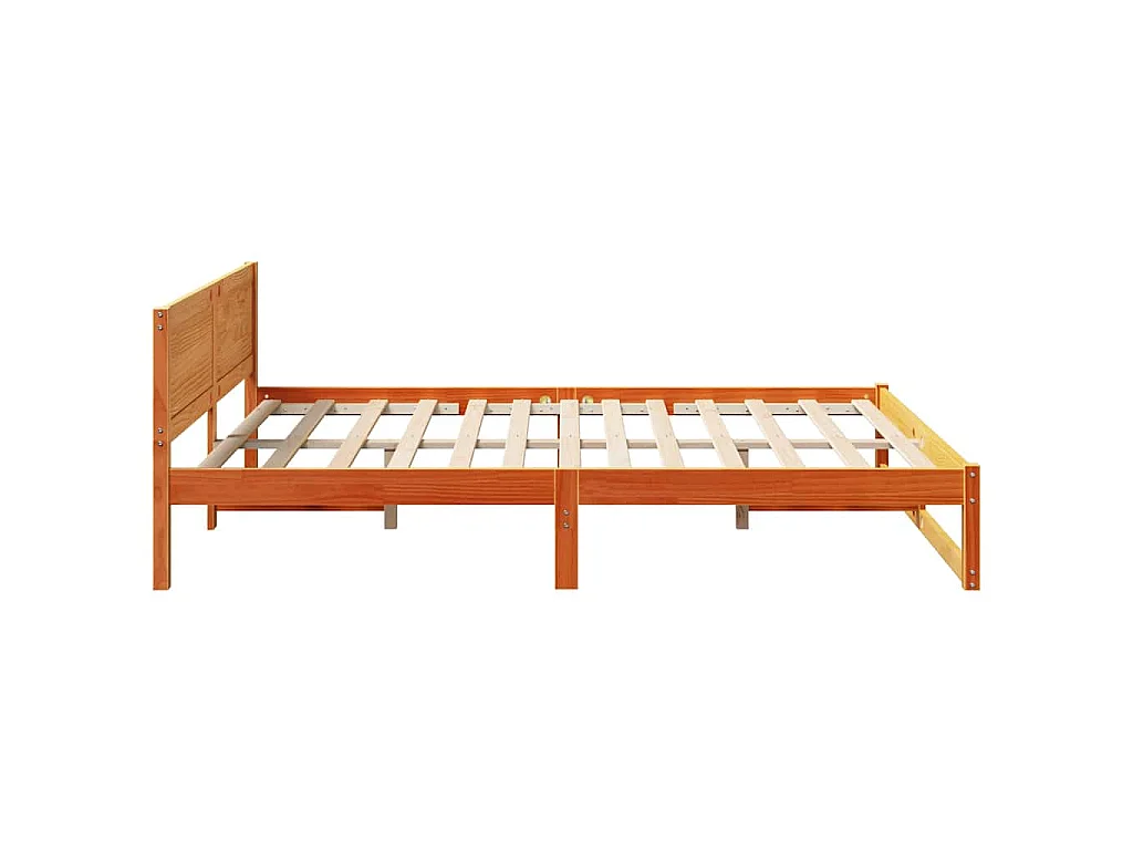 Cadre de lit avec tête de lit Brun cire 140 x 200 cm Pin massif