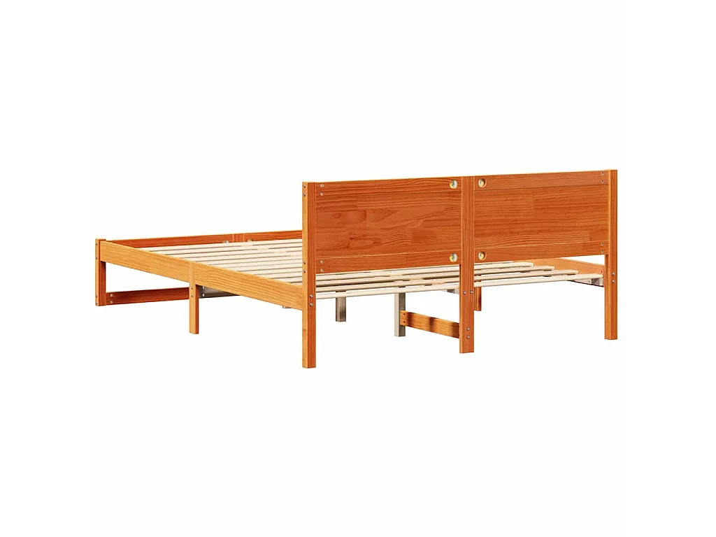 Cadre de lit avec tête de lit Brun cire 140 x 200 cm Pin massif