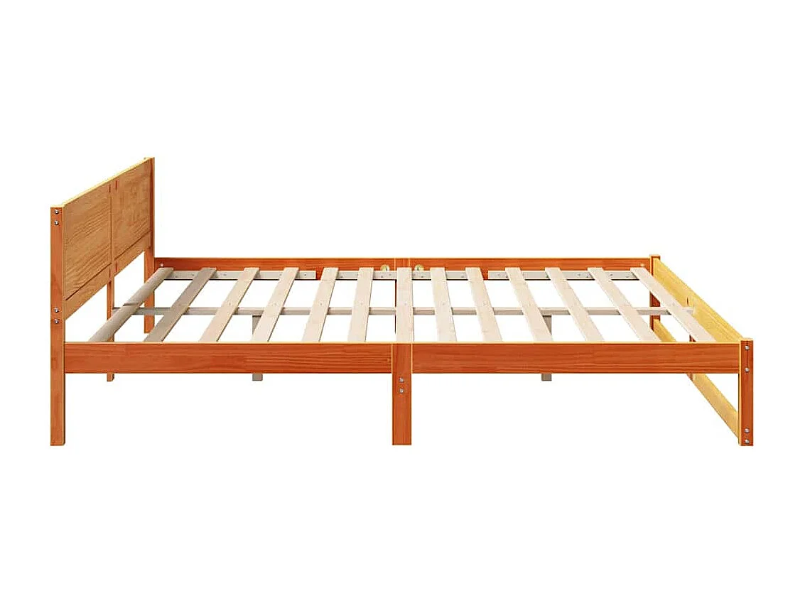 Cadre de lit avec tête de lit Brun cire 180 x 200 cm Pin massif